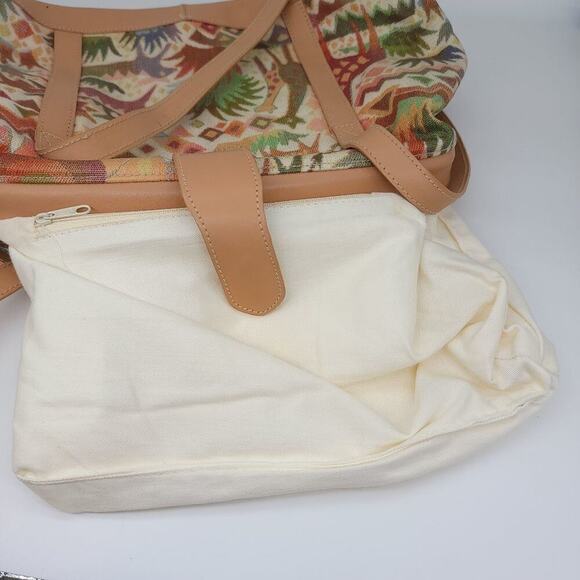 Saddle River Purse Bag Printed Animal Tribal Brown Tan Green - Picture 8 of 11